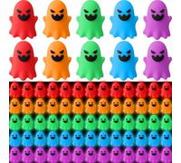 Simgoing 50 Pcs Glow in The Dark Halloween Mini Ghost Figurines Small Specter Statues Luminous Tiny Ghost Figure for Hide and Seek Game Halloween Party Gift Cupcake Decoration Various Handmade