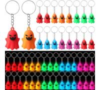 Simgoing 50 Pcs Halloween Glow in The Dark Mini Ghost Keychains, Small Luminous Ghost Figurines Key Chains, Halloween Party Pendant Gifts for Classroom Reward, Trick-or-Treat, Spooky Night Favors