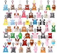 Simgoing 50 Pcs Mini Plush Animal Keychains for Kids Cute Forest Stuffed Toys Bulk for Spring Easter Basket Stuffers Valentines Party Favors Birthday Gifts Classroom Prizes Carnival Goodies Bags