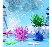 Simgoing 8 Pcs Mermaid Party Decorations Artificial Aquarium Coral Reef Decor Starfish Decor Under the Sea Centerpiece Realistic Ocean Party Plastic Fish Tank Decoration (Classic Colors)