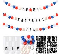 Simgoing 98 Pcs Baseball Birthday Banner Decor DIY Jumbo Friendship Bracelet Birthday Banner Kit Customizable Party Giant Garland Decoration for Baseball Sports Theme Party Decorations