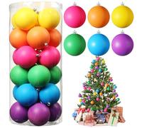Simgoing Christmas Ball Ornaments Neon Color Christmas Tree Decorations Xmas Tree Decor Colored Shatterproof Baubles Plastic Holiday Hanging Balls for Xmas Party(18 Pcs,3.15 Inch)