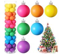 Simgoing Christmas Ball Ornaments - Neon Color Tree Decorations, Shatterproof Baubles, Plastic Holiday Hanging Balls for Xmas Party (48 Pcs, 1.57 Inch)