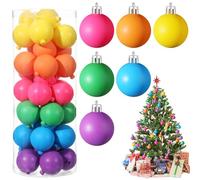 Simgoing Christmas Ball Ornaments - Neon Color Tree Decorations, Shatterproof Baubles, Plastic Holiday Hanging Balls for Xmas Party (36 Pcs, 1.57 Inch)