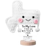 Simgoing Crochet Texas Gifts for Her Him Handmade Plush Gift Inspirational Support Long Distance Relationship Souvenirs for Women Friend Couple Boyfriend Girlfriend, I Love You to Texas and Back