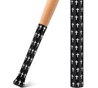 Simgoing Faith Baseball Softball Grip Tapes Heat Shrink Replacement Bat Wrap Non Slip Religious Cricket Batting Tape, 40cm Lengths, Diameter 50mm(Black,White Cross)