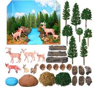 Simgoing Forest Diorama Kit Project Supplies Include Woodland Animals Figures Deer Figures Artificial Model Tree Fake Rocks Moss with Gift Box for Gifts Birthday Christmas Party Favors