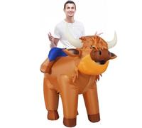 Simgoing Inflatable Highland Cow Costume Adult Halloween Blow up Highland Cow Costume Cow Themed Party Costumes Halloween Costume Cosplay Ride on Animal Suits for Men Women
