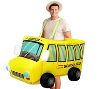 Simgoing Inflatable School Bus Costume 3D Car Costume for Adult's Dress up Role Play Birthday Party for 5'3" to 6'1" Tall