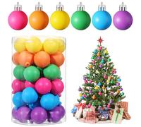 Simgoing Neon Color Christmas Ball Ornaments - Shatterproof Baubles for Tree Decorations - Plastic Holiday Hanging Balls for Xmas Party (48 Pcs, 1.18 Inch)
