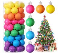Simgoing Neon Color Christmas Tree Decorations - Shatterproof Baubles Plastic Holiday Hanging Balls for Christmas Party (60 Pcs, 1.18 Inch)