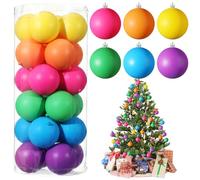 Simgoing Neon Color Christmas Tree Decorations - Shatterproof Baubles Plastic Holiday Hanging Balls for Christmas Party (24 Pcs, 3.15 Inch)