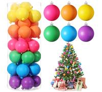 Simgoing Neon Color Christmas Tree Decorations - Shatterproof Baubles, Plastic Holiday Hanging Balls for Christmas Party (36 Pcs, 2.36 Inch)
