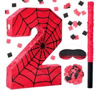 Simgoing Number 2 Spider Piñata Bundle with Blindfold and Bat Hero Small Piñata Birthday Party Decoration for Mexican Fiesta Cinco De Mayo Anniversary Celebration Gift, 15.75 x 11 x 2.8 in