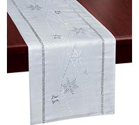 Simhomsen Embroidered, Beaded, Lined Christmas Holidays Snowflakes Runner for Table, Dresser Top or Furniture (14 × 90 Inches)