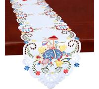Simhomsen Embroidered Chicks Table Runners for Easter Holiday or Spring Season Decorations, Dresser Scarf (14 x 54 inches)