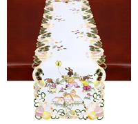 Simhomsen Embroidered Easter Bunny Table Runner with Butterfly Design (14 × 34 Inches)