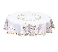 Simhomsen Embroidered Easter Bunny Tablecloth with Butterfly Design (Round 69 inches)