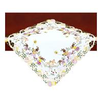 Simhomsen Embroidered Easter Bunny Tablecloth with Butterfly Design (Square 34 inches)