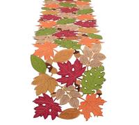 Simhomsen Embroidered Fall Autumn Thanksgiving Multi-Color Leaves Table Runner (14 × 88 inches)