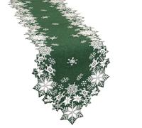 Simhomsen Embroidered Green Snowflakes Table Runner for Christmas Holidays (14×54 inches)