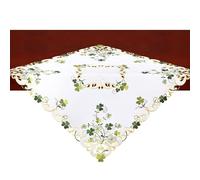 Simhomsen Embroidered Irish Clover St. Patrick’s Day Tablecloth, Spring Shamrock Decorations (Square 34 inches)