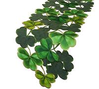 Simhomsen Embroidered Irish Clover Table Runner for St. Patrick’s Day, Spring Shamrock Decorations (14 x 90 inches)