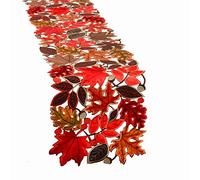 Simhomsen Embroidered Leaves Table Runner for Thanksgiving, Fall or Autumn Harvest Decorations, Dresser Scarf (14 × 53 inches)