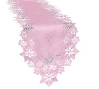 Simhomsen Embroidered Pink Snowflakes Table Runners for Christmas Holiday and Winter (Pink, 14×69 inches)