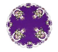 Simhomsen Embroidered Purple Tablecloths, Small Round Toppers for Christmas Holidays, (Round 34 Inches)
