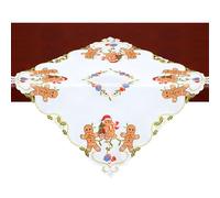 Simhomsen Embroidered Small Christmas Square Tablecloth, Toppers (Gingerbread)