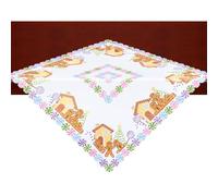 Simhomsen Embroidered Small Christmas Square Tablecloth, Toppers (Gingerbread and Candy Cane)
