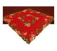 Simhomsen Embroidered Small Christmas Square Tablecloth, Toppers (Poinsettia X)