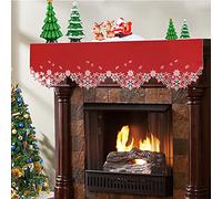 Simhomsen Embroidered Snowflakes Mantel Shelf Top Scarf Runner for Christmas (90 × 17 inches, Red)