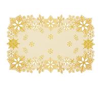 Simhomsen Embroidered Snowflakes Table Placemats for Christmas Holiday and Winter (Gold, 13×19 inches Set of 4)