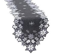 Simhomsen Embroidered Snowflakes Table Runners for Christmas Holiday and Winter (Gray, 14×54 inches)