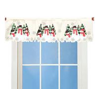 Simhomsen Embroidered Snowmen, Snowflakes and Holly Tree Kitchen Window Curtain Valance for Christmas Holidays (W 58 × L 14 Inches)