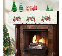 Simhomsen Embroidered Snowmen, Snowflakes and Holly Tree Mantel Scarf Top Runner for Christmas Holidays (Mantel Scarf 70 × 17 Inch)