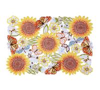 Simhomsen Embroidered Sunflowers and Butterflies Table Runner Dresser Scarf for Spring and Summer (14 x 54 inches)