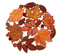 Simhomsen Set of 4 Embroidered Leaves Round Doily Place-mats Round 15 inches for Thanksgiving, Fall or Autumn Harvest Decorations