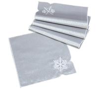 Simhomsen Set of 4 Embroidered Snowflakes Napkins for Christmas Holiday and Winter (Silver, Napkins 12×12 Inches)