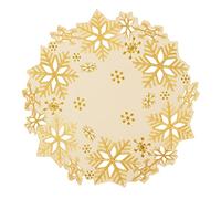 Simhomsen Set of 4 Embroidered Snowflakes Round Doily, Place-mats Round 15 inches for Christmas Holiday and Winter, Dining Table Centerpieces (Gold)
