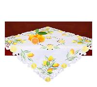 Simhomsen Small Embroidered Lemon Square Tablecloth for Spring and Summer, Toppers, Tablecovers for End Table, Tea Table, Coffee Table and Nightstand (33 × 33 Inch)