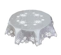 Simhomsen Small Embroidered Snowflakes Tablecloth, Round Toppers for Christmas Holiday and Winter (Silver, Round 34 inches)