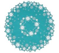 Simhomsen Small Embroidered Teal Snowflakes Tablecloth, Round Toppers for Christmas Holiday and Winter (Teal, Round 34 inches)
