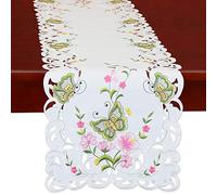 Simhomsen Spring Butterfly and Floral Table Runners, Dresser Scarf (Green, 14 × 70 Inch)