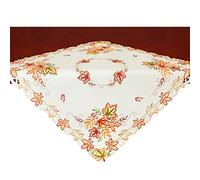 Simhomsen Thanksgiving Holiday Maple Leaves Fall Autumn Small Square Tablecloth, Toppers, Tablecovers for End Table, Tea Table (33 × 33 Inch)