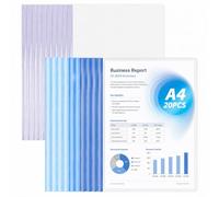 SIMIAOchen 20pcs Sliding Bar Report Covers, A4 Transparent File Cover | 100 Sheet Capacity, Blue Staple Free Clip Binder Set Dissertation Binder for School Office Home Resume Presentation Documents