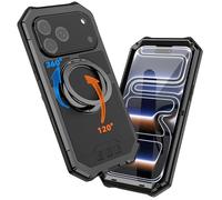 Simicoo Compatible with iPhone 17 Pro Max Metal Heavy Duty Military Case [Fit for MagSafe] with 360 Magnetic Ring Stand Camera Control Button Full Cover Drop Protection case Men Soldier (Black)