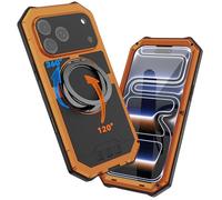 Simicoo Compatible with iPhone 17 Pro Max Metal Heavy Duty Military Case [Fit for MagSafe] with 360 Magnetic Ring Stand Camera Control Button Full Cover Drop Protection case Men Soldier (Orange)